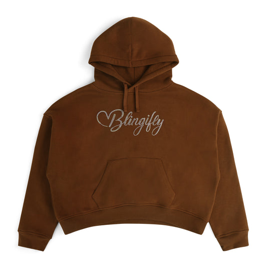 Crop Hoodie Pullover Brown